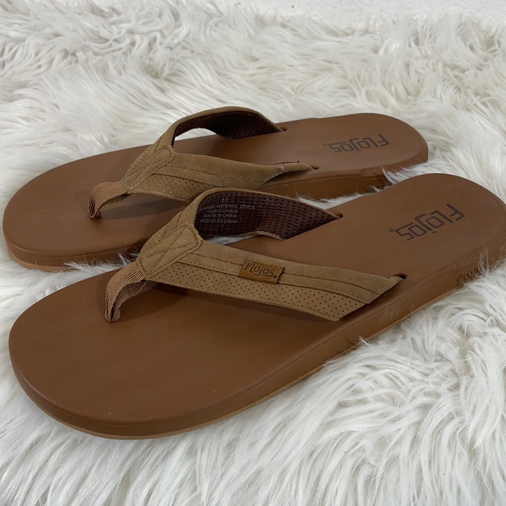 FLOJOS LEVEE Men’s Brown Flip Flop Built tough with a wide strap & arch support - Picture 6 of 9